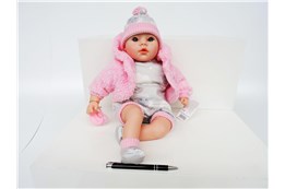 *LALKA BOBAS, 45 cm, w bluzie, smoczek, dźw.