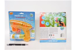 PISTOLET bańki, LED,23x19x5 cm,+płyn,pomar, blist.