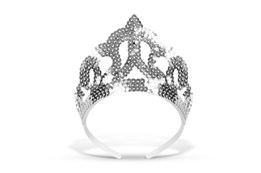 TIARA, cekinowa, srebrna, 11x13x8,5 cm