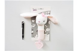 NEW BABY ZABAWKA króliczek, 17 cm, biało-róż