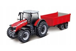 *BBURAGO metal. TRAKTOR Massey F. z przyczepą 10cm