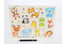 PUZZLE drewno SAFARI, 10 el., 30x22,5 cm,     fol.