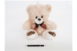 *PLUSZ miś 25 cm BEŻOWY KOKARDKA