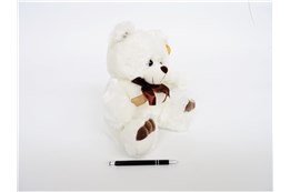 PLUSZ miś, 26 cm, Stopek, z kokard., biały