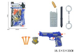 ZESTAW POLICYJNY w folii niebieski pistolet