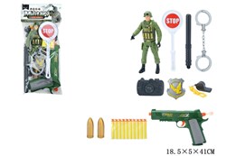 ZESTAW MILITARNY, żołnież, zielony pistolet folia