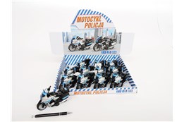 MOTOCYKL metal x12 POLICJA, 13 cm,  napęd św/dźw.