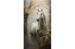 MOZAIKA d. DIAMENTOWA, 40x30 cm biały koń w mgle