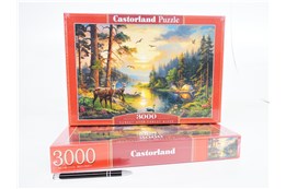 *CAS. PUZZLE 3000 el. Zachód słońca nad rzeką w le