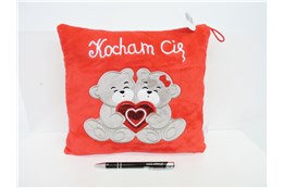 *PLUSZ PODUSZKA 25x25 cm, "KOCHAM CIĘ", misie