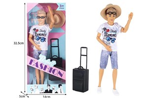 Lalka 29cm, chłopiec na wakacjach 32,5x14x5cm