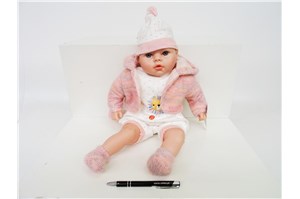 LALKA BOBAS, 45 cm, ubranie w kropki