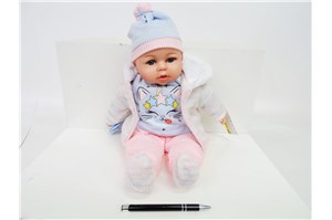 *LALKA BOBAS, 45 cm, dźw, koszulka z kotem