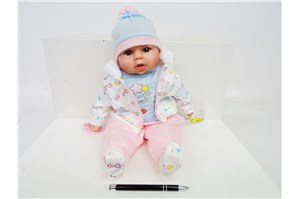 *LALKA BOBAS, 45 cm, dźw, biała kurtka w serca