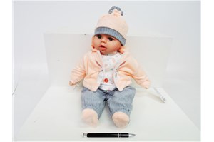 *LALKA BOBAS, 45 cm, dźw, w kurtce z królikiem