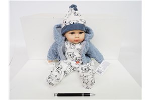 *LALKA BOBAS, ubranko w koale, 45 cm, dźw,   fol.