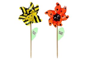 Wiatraczek śred.21cm, z drewnanym trzonkiem dł.40c