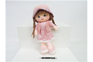 LALKA szmacianka z dźw., 40 cm, róż. sukienka