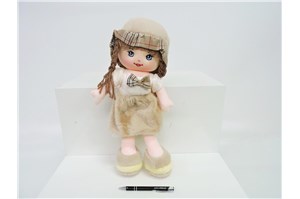 LALKA szmacianka z dźw., 40 cm, brąz. futro