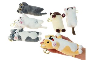 BRELOK piesek, kotek pluszowy, dł. z ogonem 18 cm