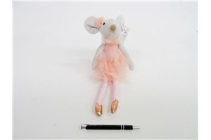 *PLUSZ myszka, POLA, w sukience, róż., 38 cm