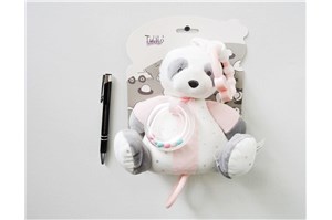 *NEW BABY POZYTYWKA, panda, 18 cm różowa