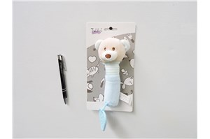 NEW BABY PISZCZEK miś, 17 cm, niebieski,  0+