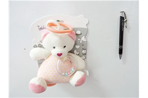 NEW BABY POZYTYWKA miś, 18 cm, róż., serduszko nos