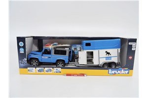 *BRUDER POLICYJNY LAND ROVER Z PRZYCZEPĄ