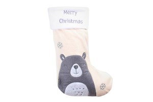 SKARPETA ŚWIĄTECZNA biała "Miś", 27x42 cm