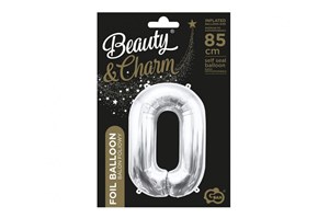BALON foliowy Cyfra 0 sebrna 85 cm