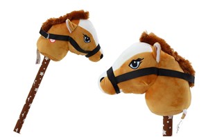 *GŁOWA konia na kiju,plusz,dźw,65 cm,J BRĄZ,krót w
