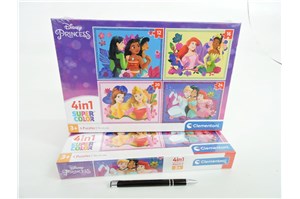 CLEM. PUZZLE 4 w 1 SUPER KOLOR DISNEY PRINCESS 6/