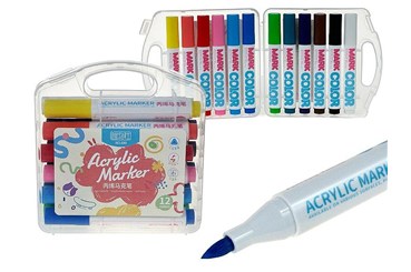 ZESTAW 12 flamastrów akrylowych 13,5x13cm, PVC