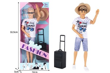 Lalka 29cm, chłopiec na wakacjach 32,5x14x5cm