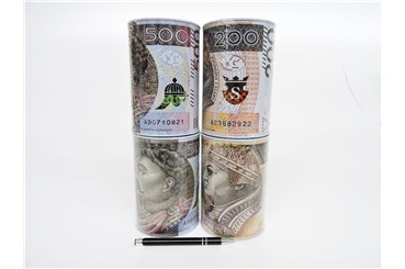 AST. SKARBONKA metal, banknoty PLN, 15x10 cm, 2 wz