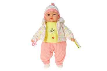 LALKA BOBAS 45cm z polskim dź, jasno różowa, żólta