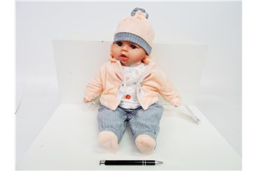 *LALKA BOBAS, 45 cm, dźw, w kurtce z królikiem
