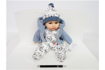 *LALKA BOBAS, ubranko w koale, 45 cm, dźw,   fol.