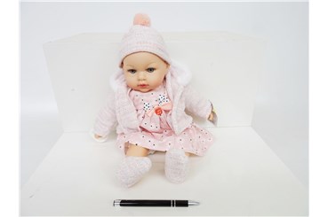 *LALKA dźw, w białym kubraczku, 35 cm,      fol.