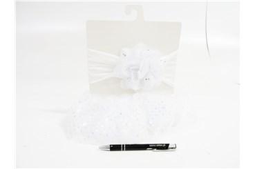 STRÓJ, spódniczka + opaska z kwiatem, biały, fol