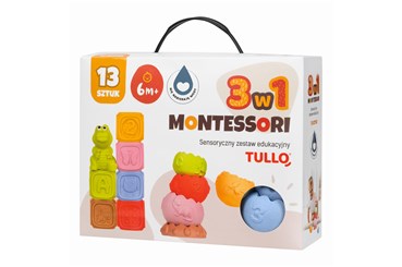 MONTESSORI Klocki sensoryczne, zwierzątka, 13 sztu
