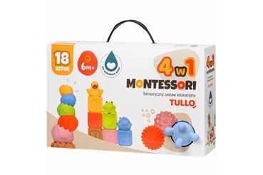 MONTESSORI, Klocki sensoryczne, piramida,18 sztuk
