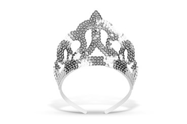 TIARA, cekinowa, srebrna, 11x13x8,5 cm