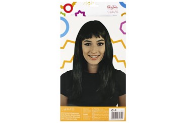 PERUKA długowłosa, czarna, 50 cm