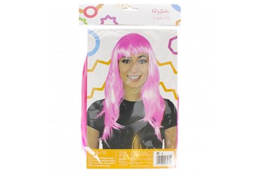 PERUKA długowłosa, różowa, 50 cm
