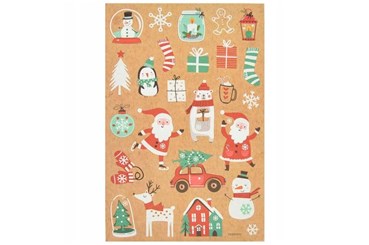 AST. Świąteczne naklejki kraftowe 25x14.5cm, 2 wz.