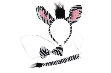 KOMPLET ZWIERZĄTKA, z ogonkiem - zebra