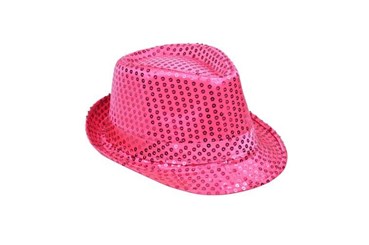 KAPELUSZ, cekinowy, róż.