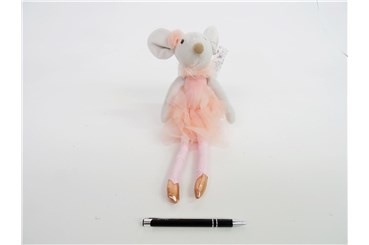 *PLUSZ myszka, POLA, w sukience, róż., 38 cm